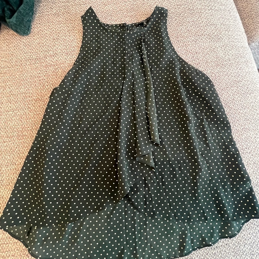 Dynamite Dark Green Polka Dot Blouse